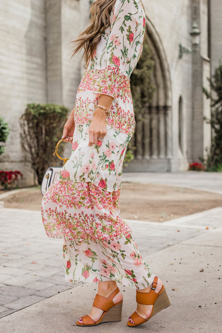 floral maxi dress and old navy wedges