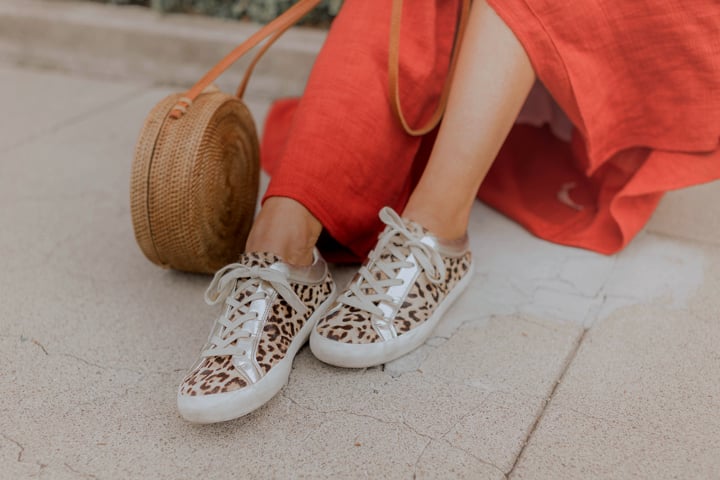 leopard and metallic sneakers