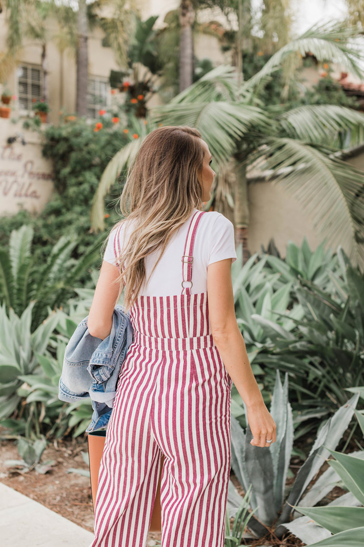 the back of this jumpsuit is cute and flattering, and I love that the straps are adjustable