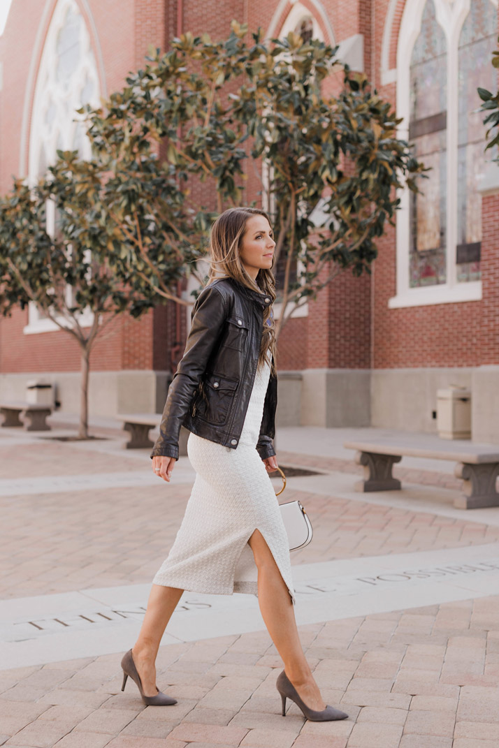 an easy sweatshirt dress, dressed up for date night or work