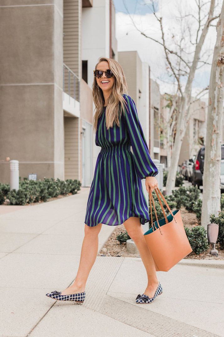 This striped dress from Ann Taylor is perfect for the office with flats or wedges