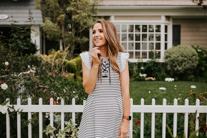 striped arianna papell dress