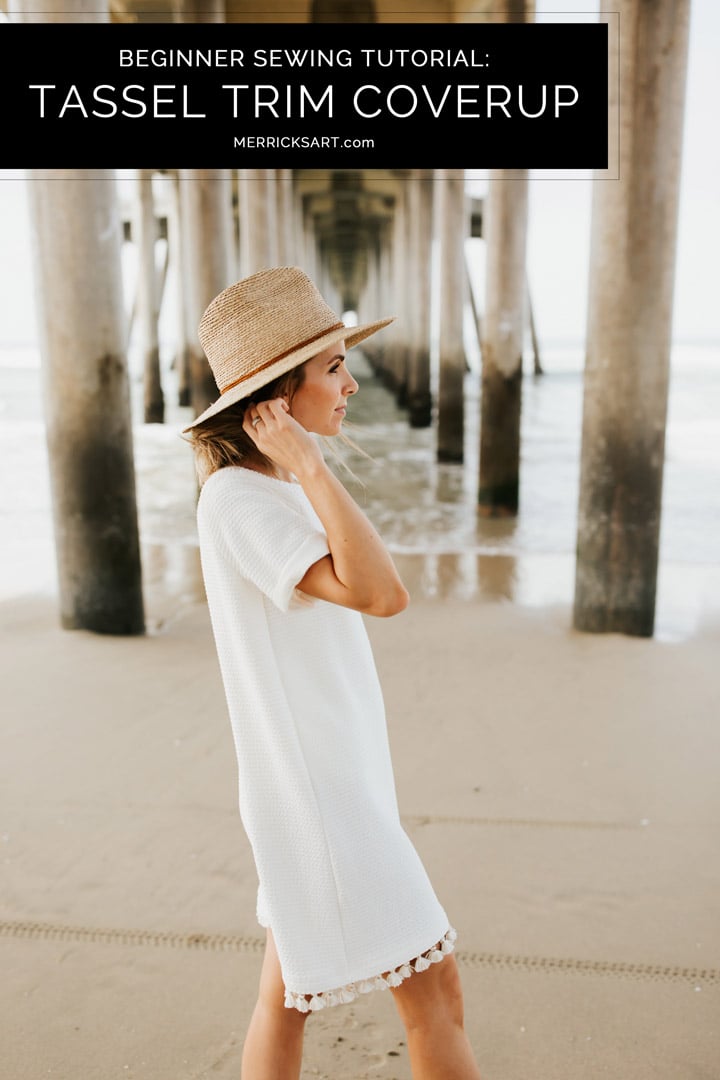 this diy beach dress is perfect as a coverup, and only takes an hour to make!