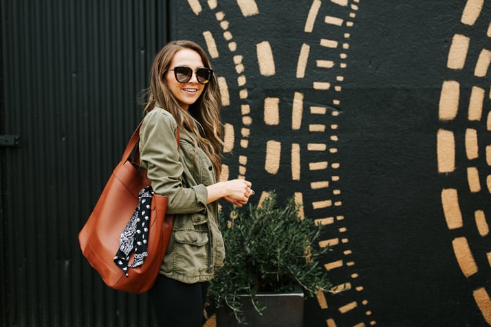 add a scarf to your bag for a fun accessory!
