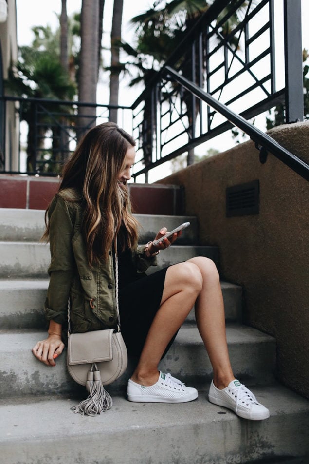 how to wear sneakers with dresses