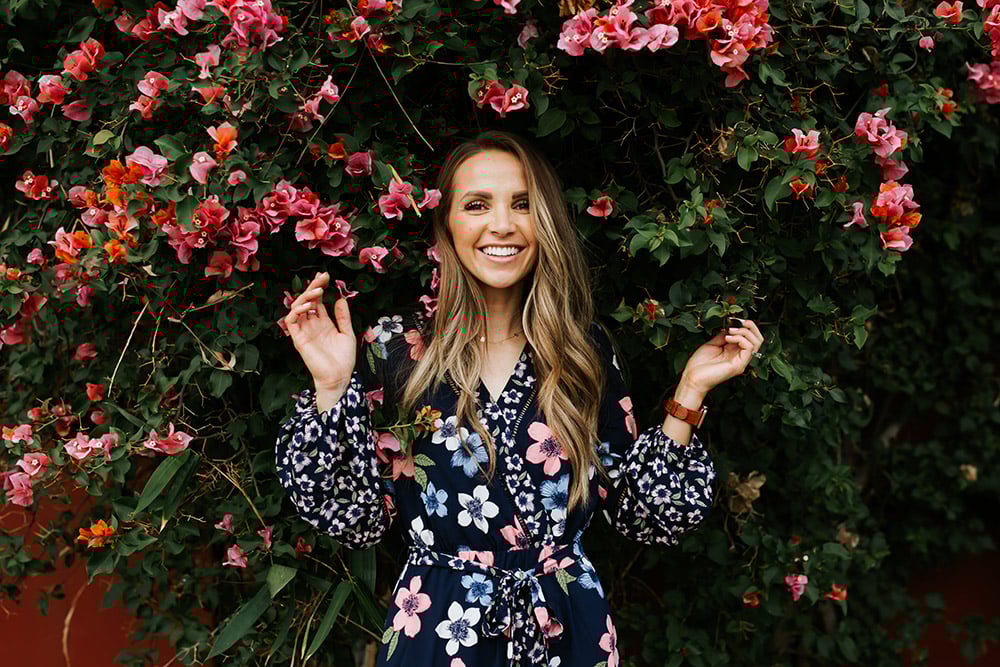 floral dress with bougainvillea