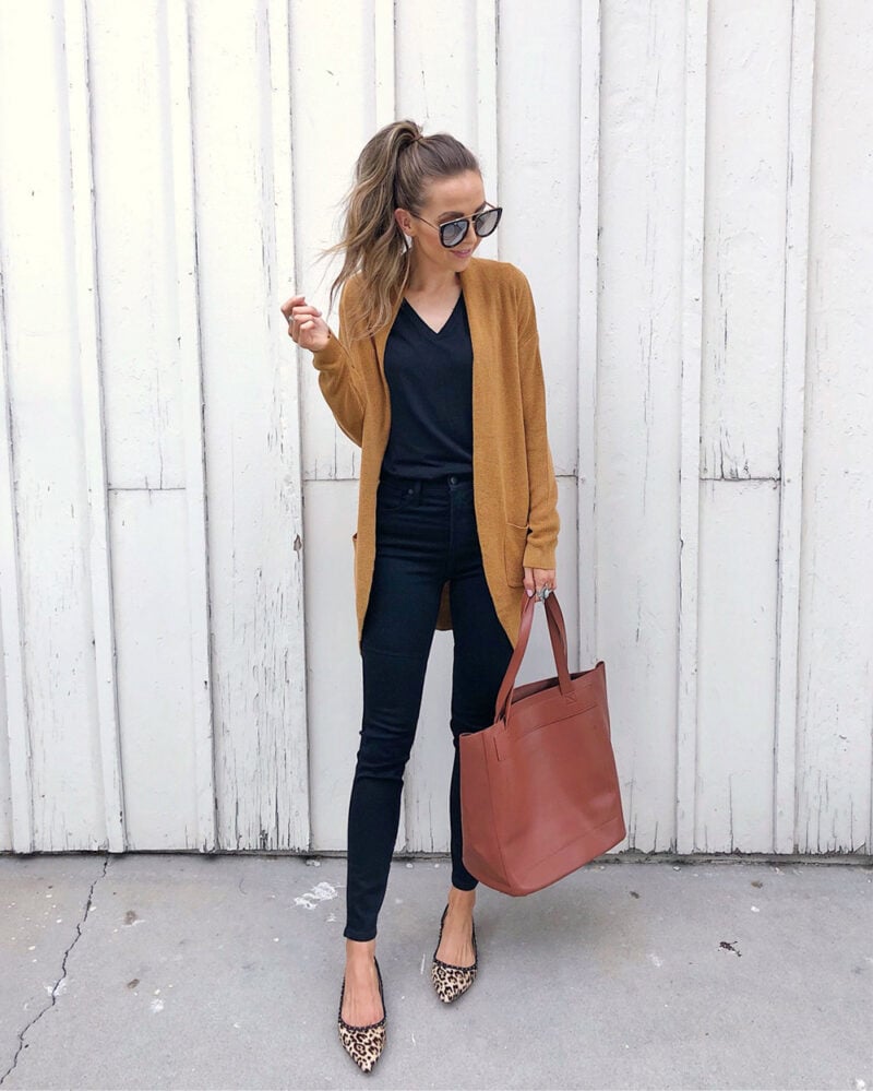 mustard color cardigan