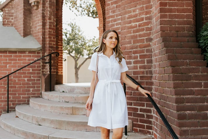obsessed with this white shirt dress. Check out the shoes I wore with it!