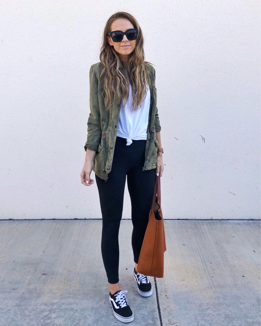 olive jacket and leggings
