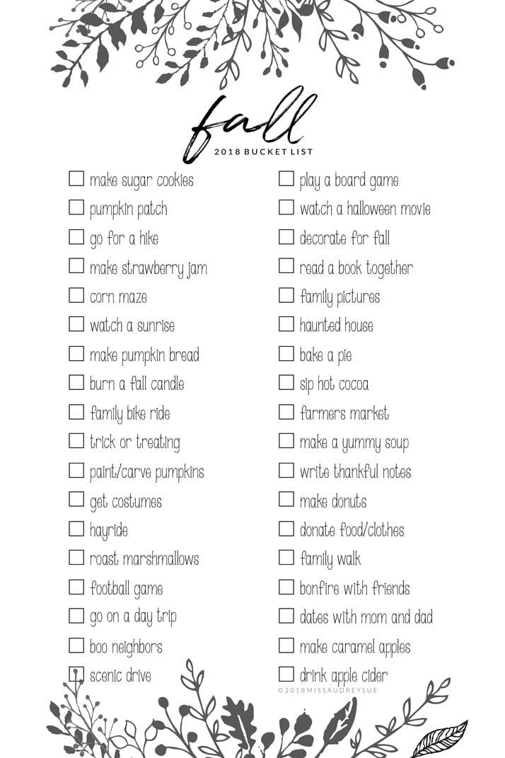 fall bucket list ideas