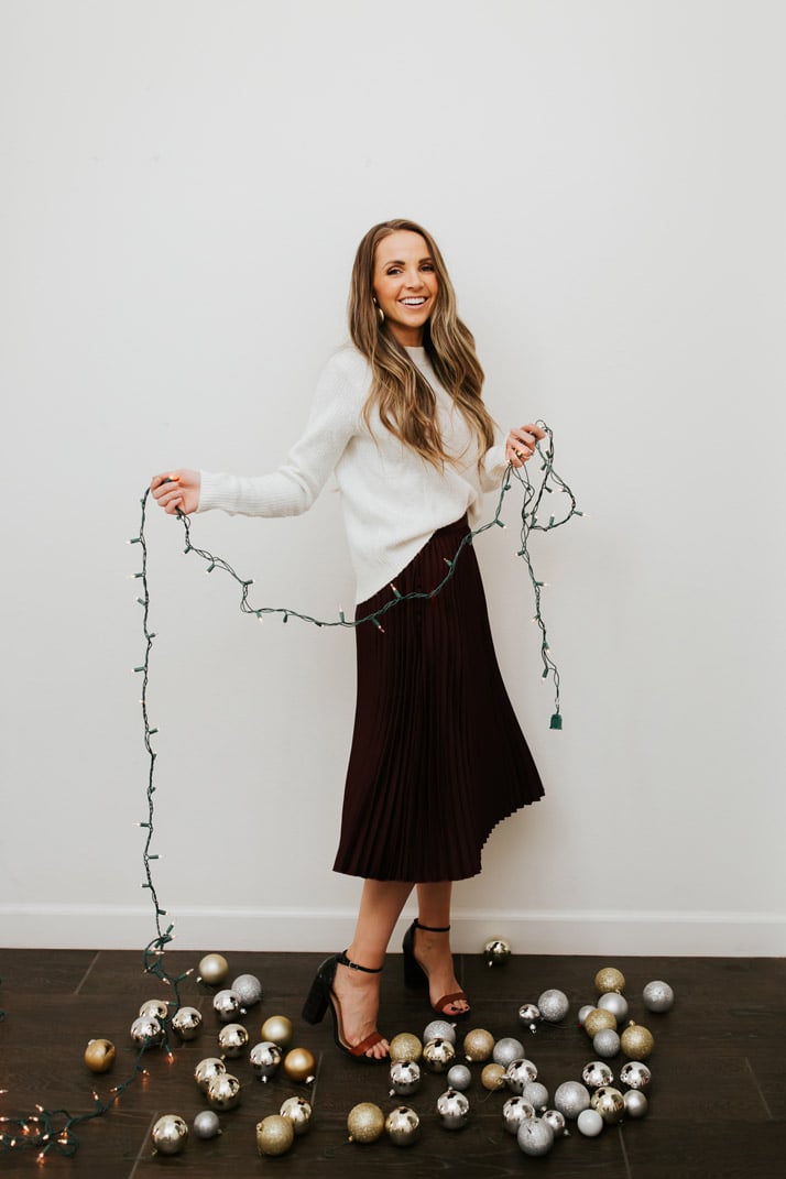 mid rise skirt with sweater