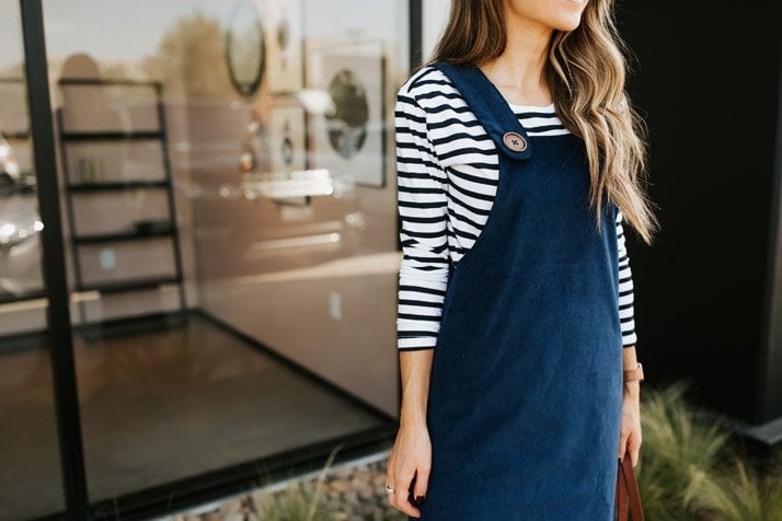 find out how to make this cute corduroy overall dress on MERRICKSART.com!