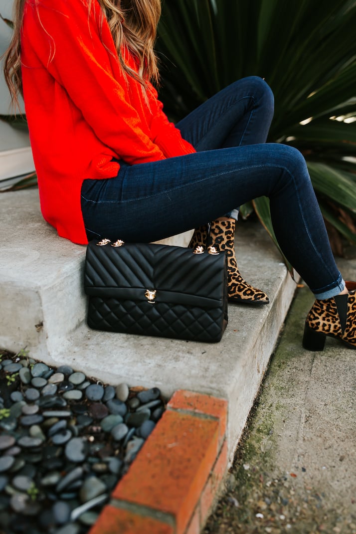 black quilted bag with chain strap