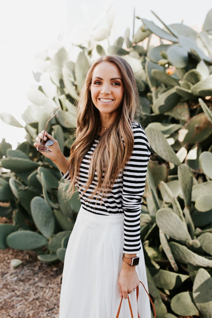 black and white striped tee