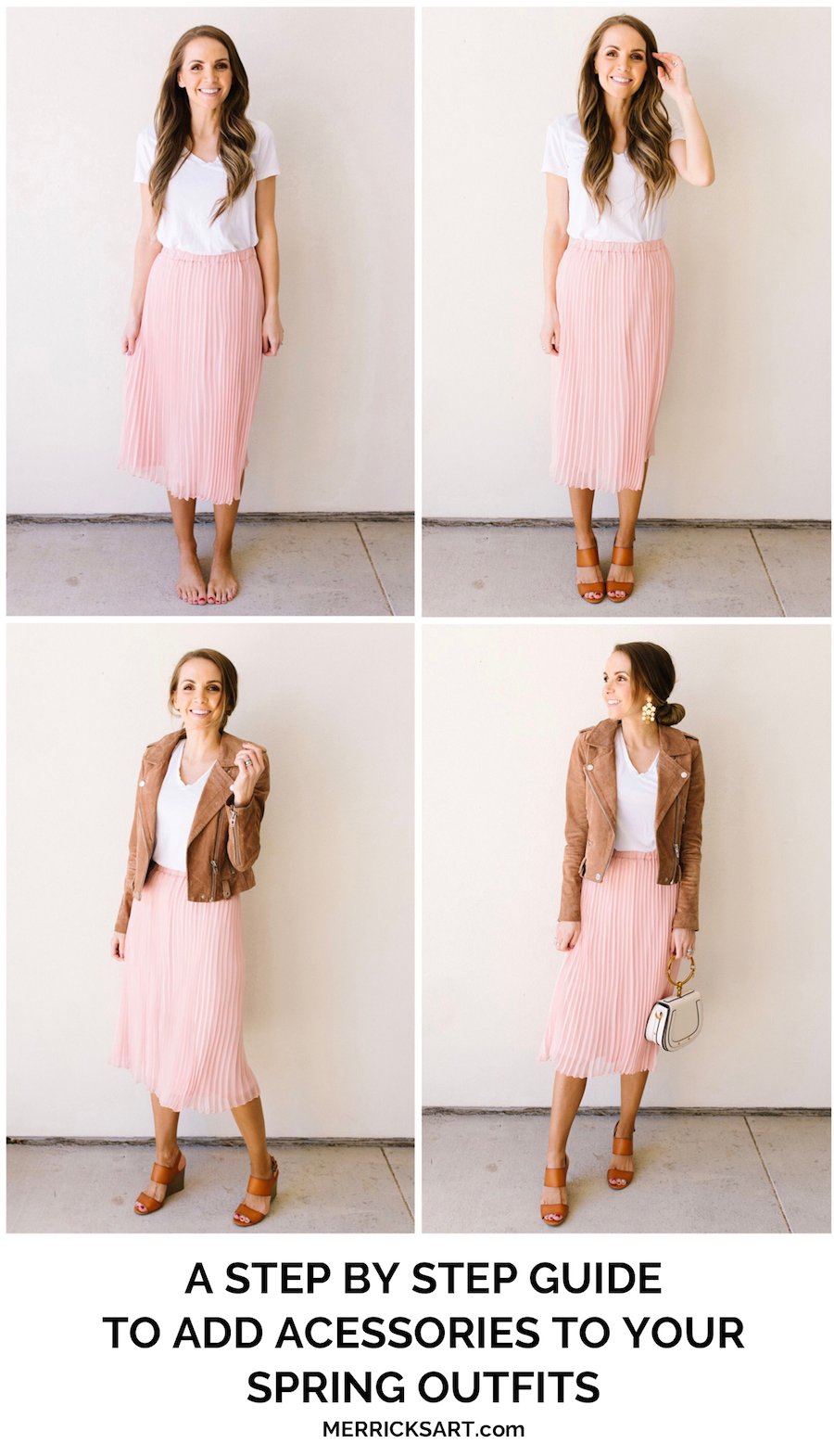 adding accessories to your spring outfit pink skirt