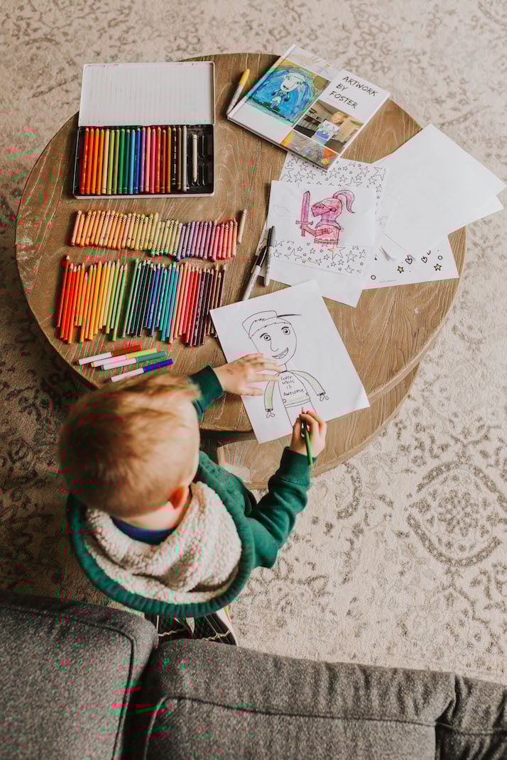 drawing with rainbow pencils