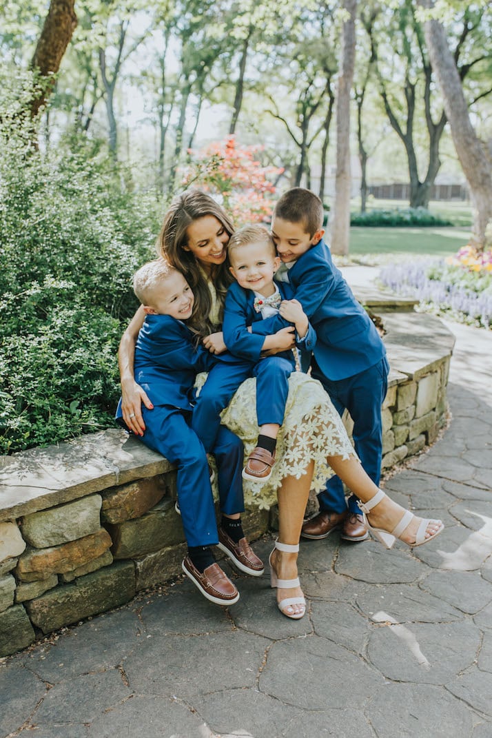 little boys in suits mom in yellow dress for easter