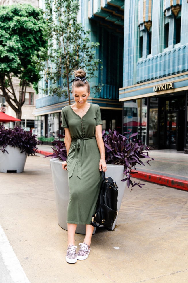 this midi dress is a perfect mom outfit