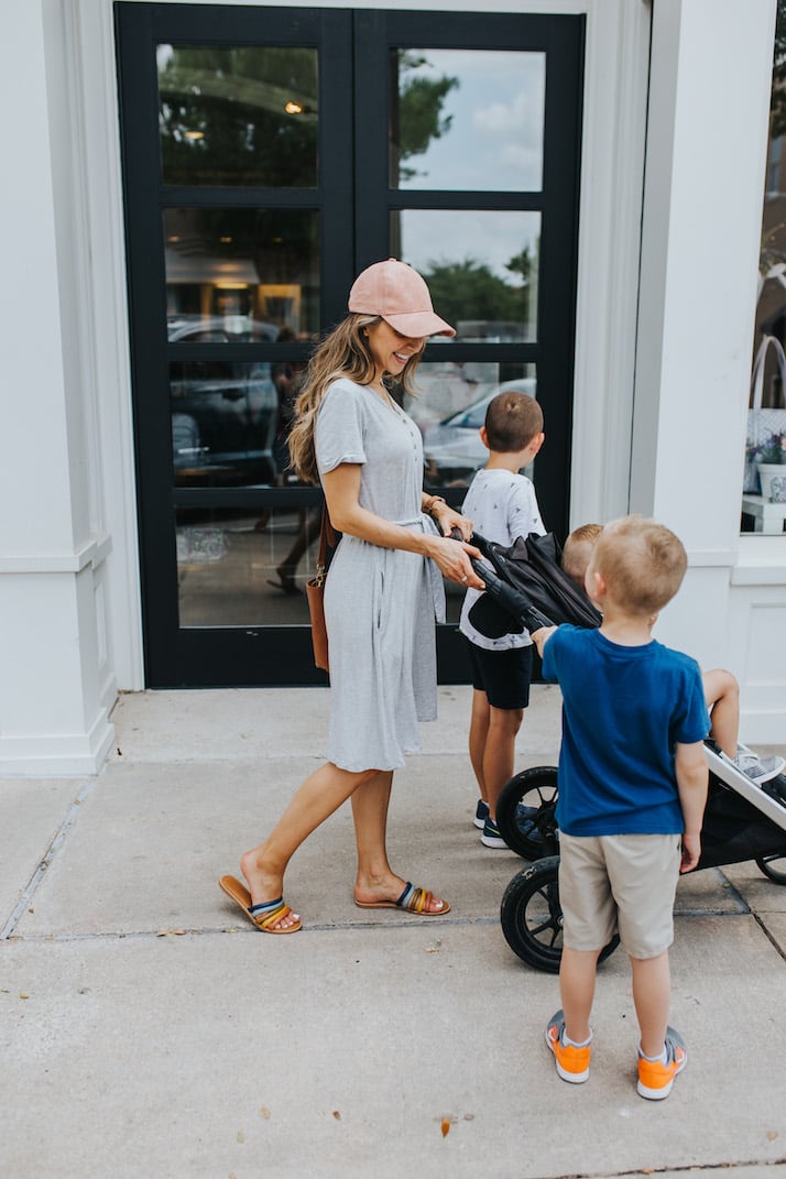 this gray henley dress is perfect for mom style