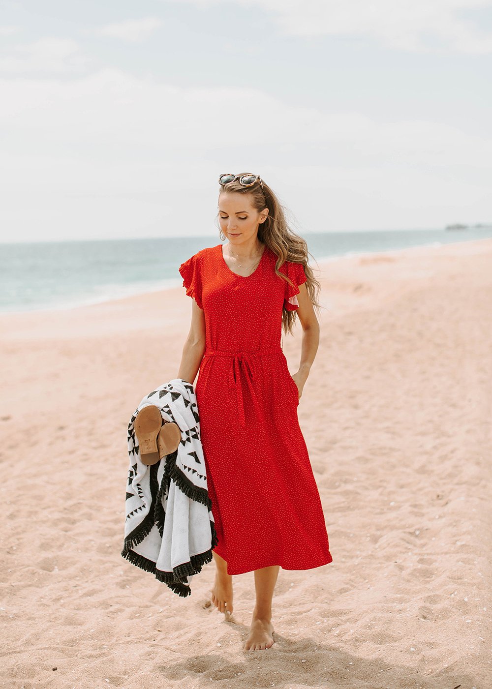 MW Anywhere Ruffle Sleeve Dress in Fiesta Red