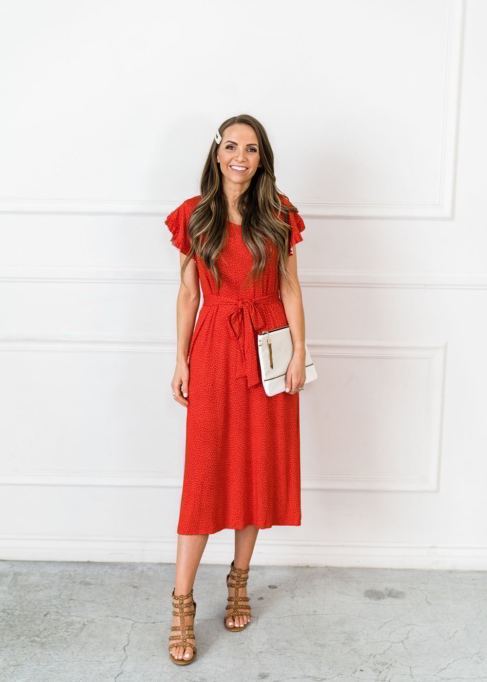 MW Anywhere Ruffle Sleeve Dress in Fiesta Red
