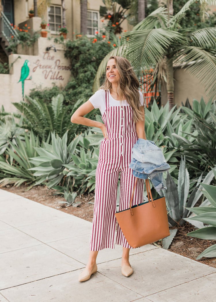 red striped jumpsuit outfit