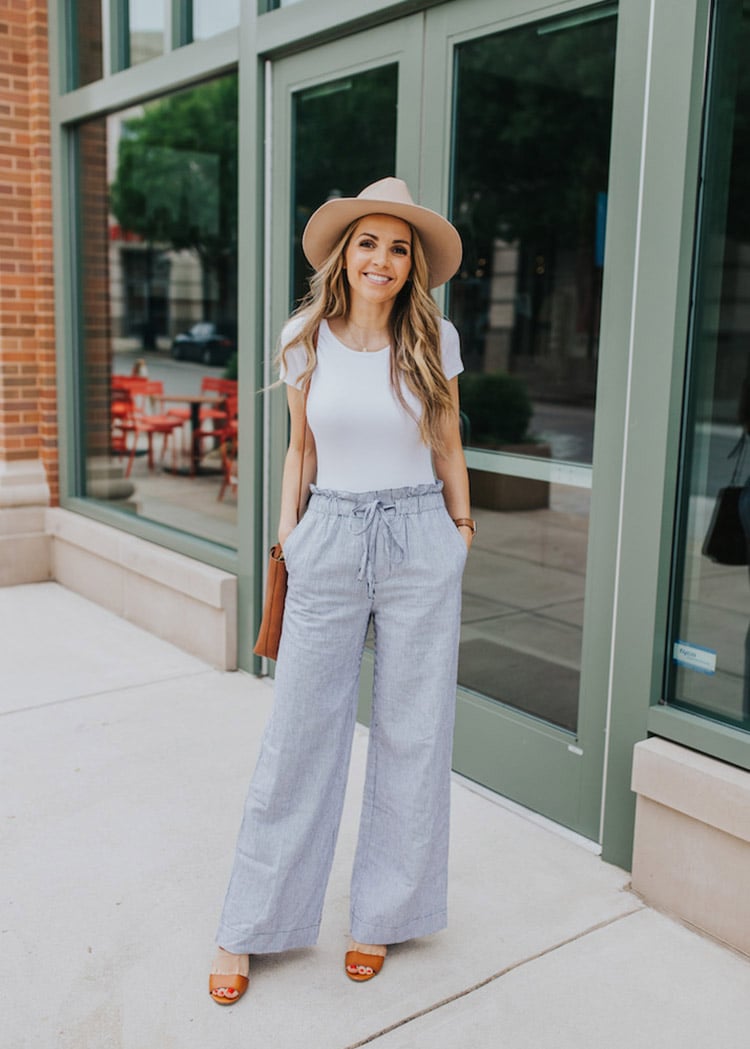 wide leg pants and white bodysuit