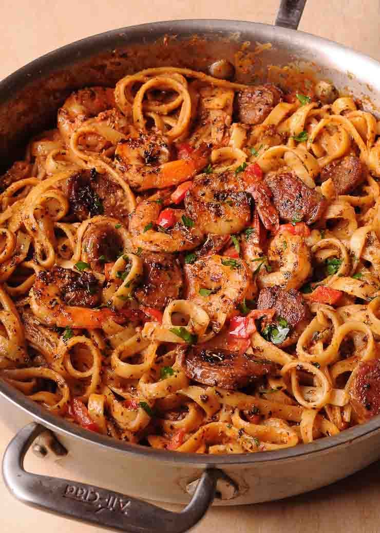 creamy cajun shrimp and sausage pasta
