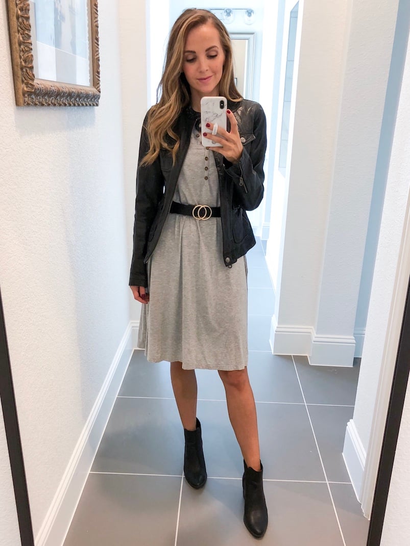 Merrick White Anywhere Dress Gray Leather Jacket