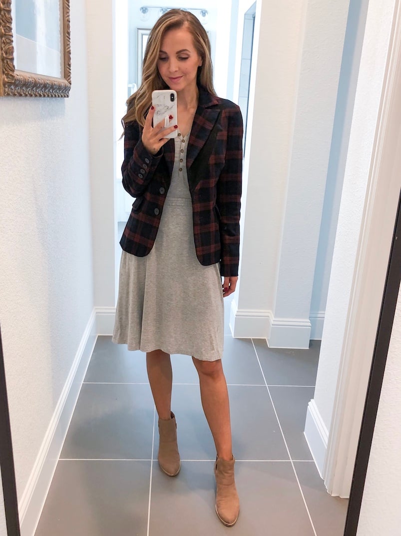 Merrick White Anywhere Dress Plaid Blazer Gray dress