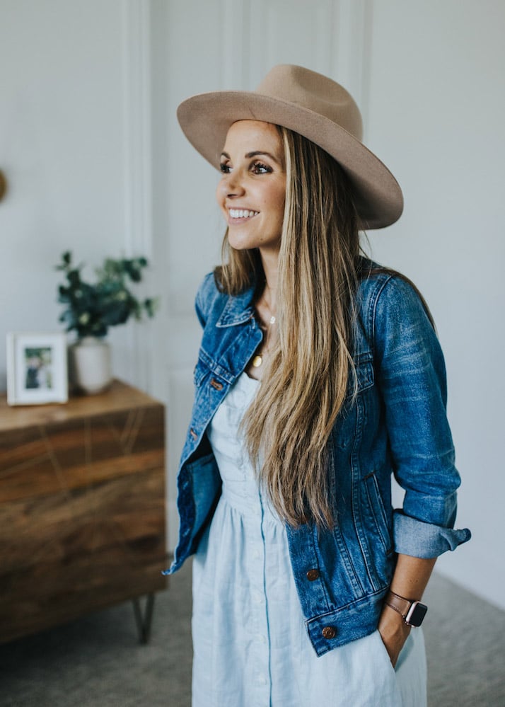 felt fedora denim jacket