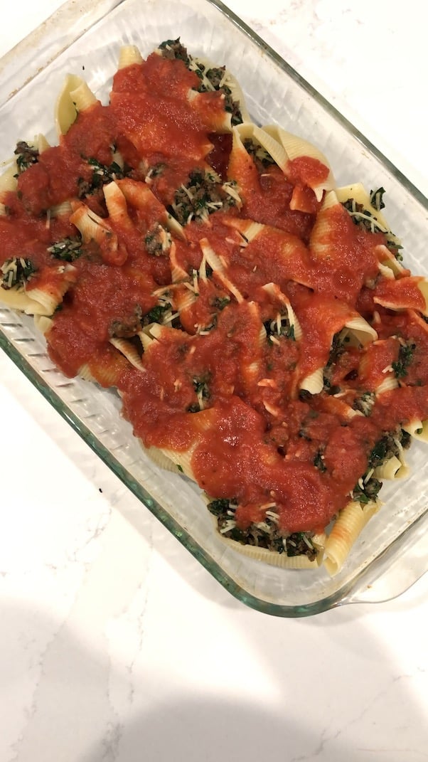 sausage stuffed shells with spinach