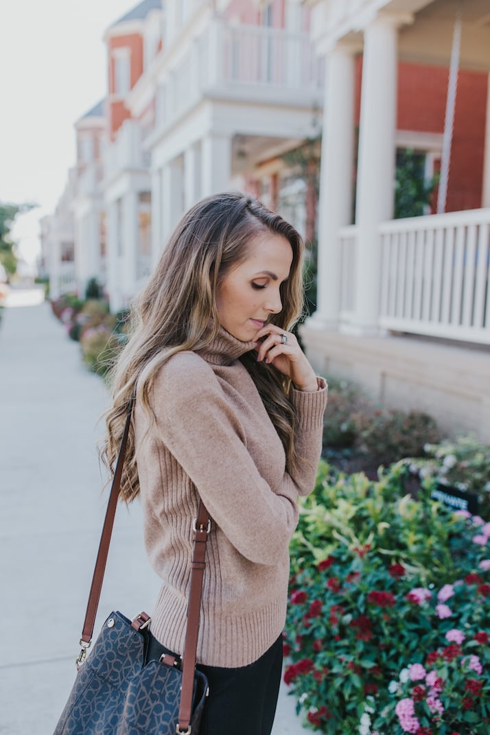 camel turtleneck sweater merricksart
