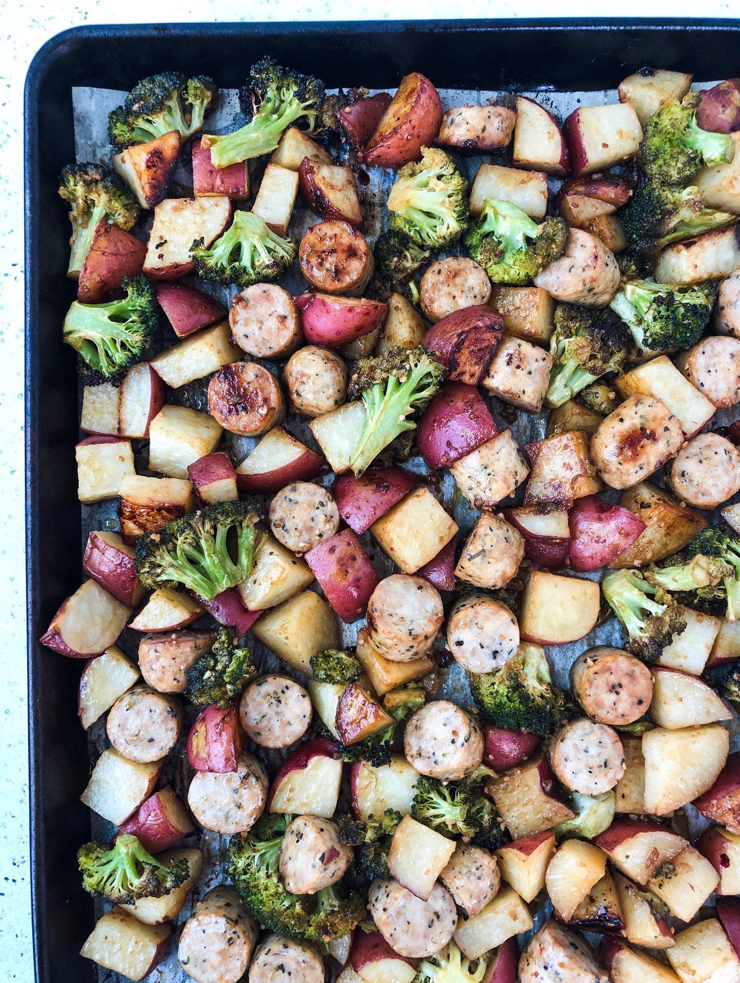 sausage-potato-broccoli-sheet-pan-dinner