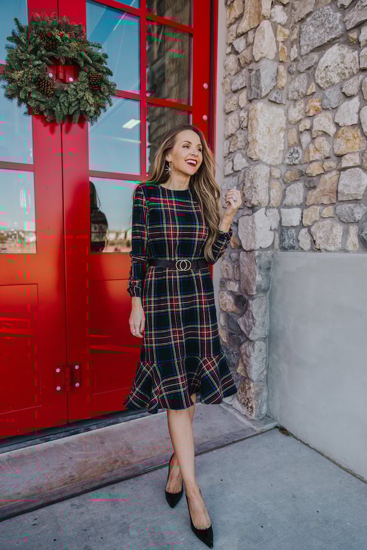 christmas dress with plaid fabric
