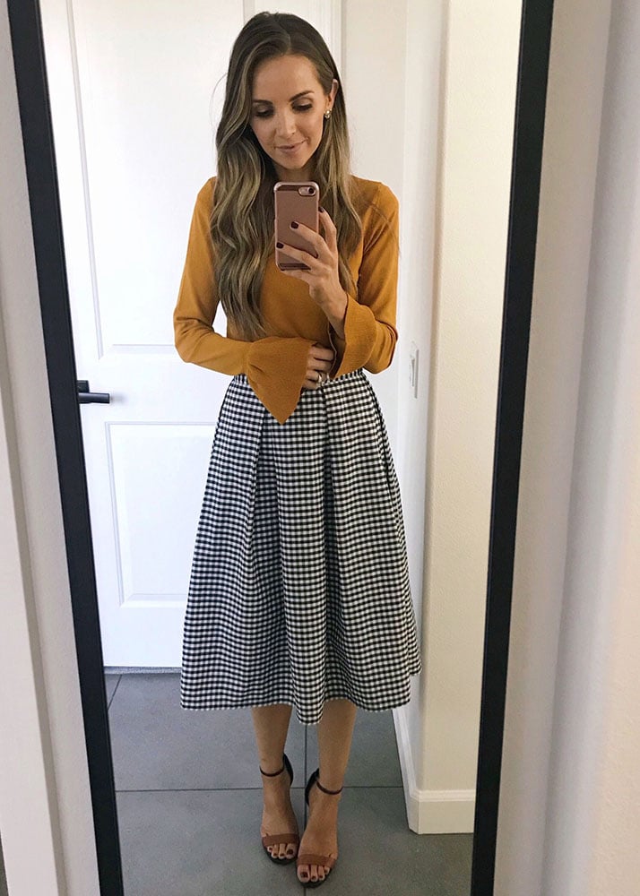 Checked skirt and sweater