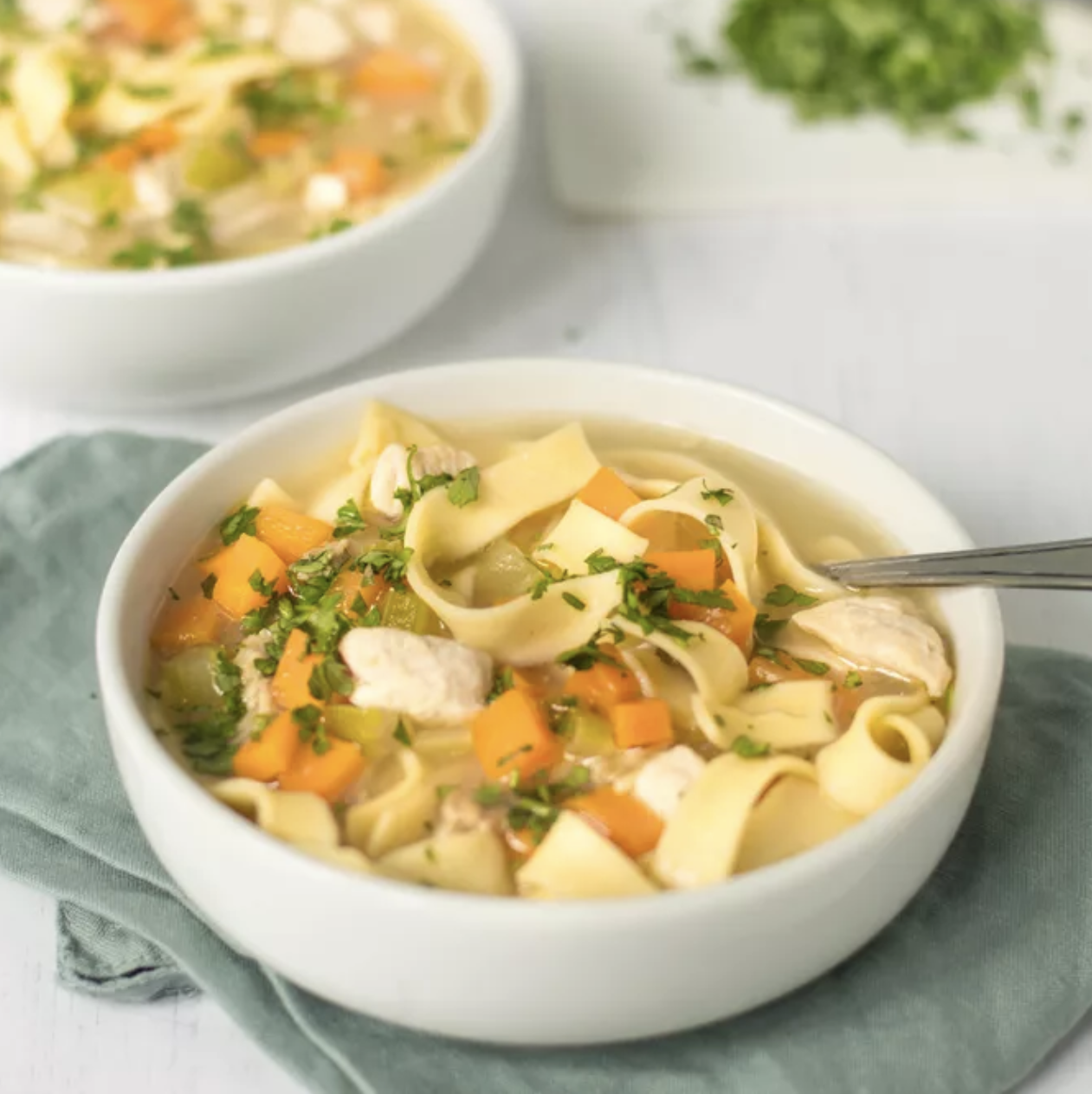 turkey soup in a bowl