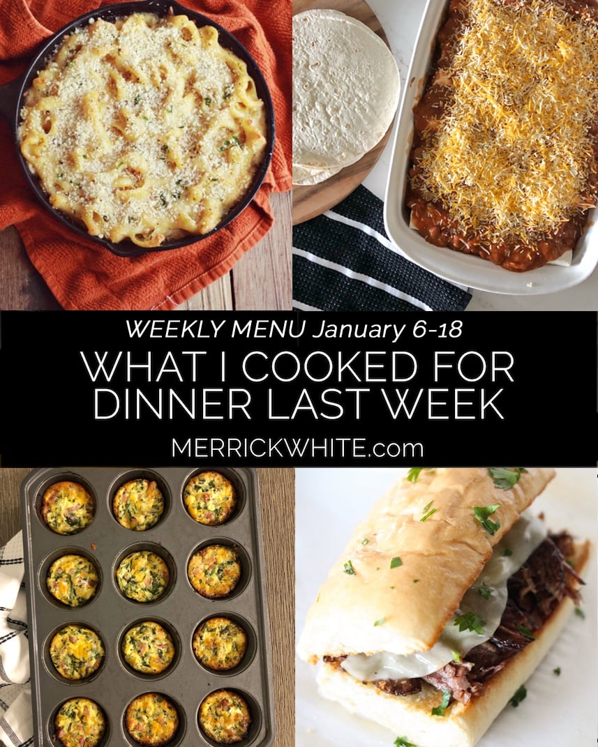 collage of weekly menu items