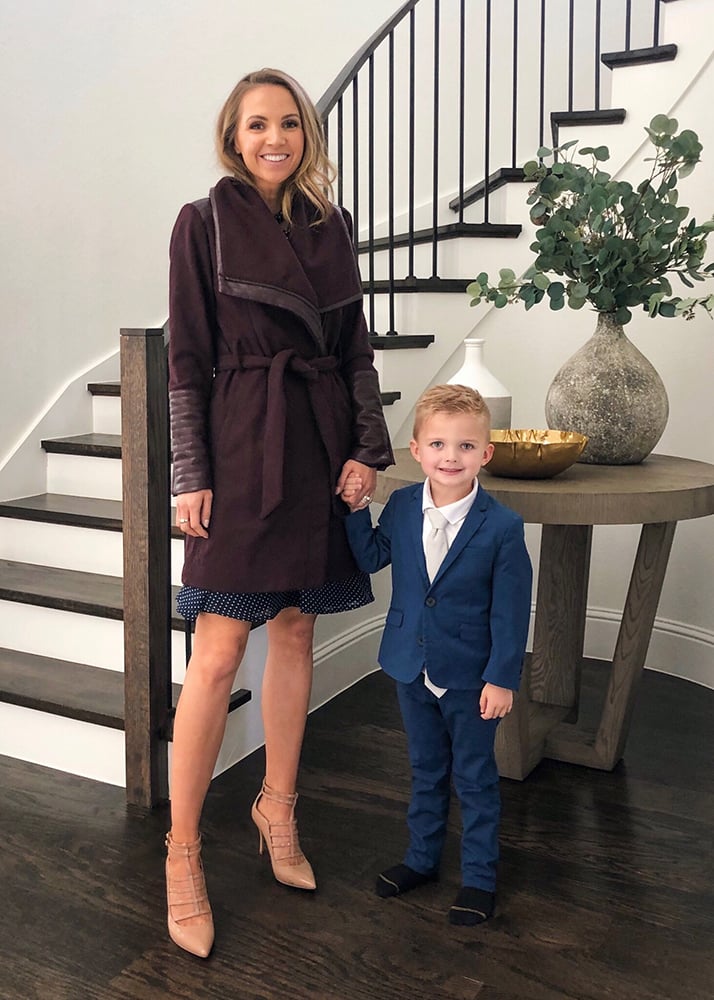 belted jacket with knee length dress