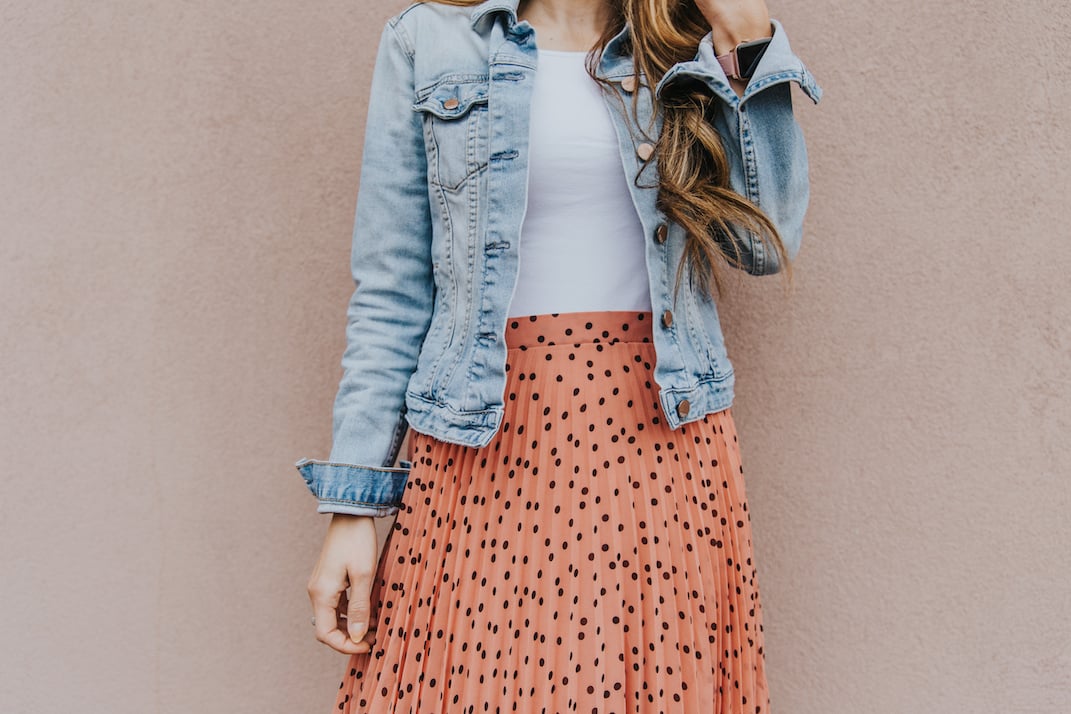 asos pink pleated midi skirt