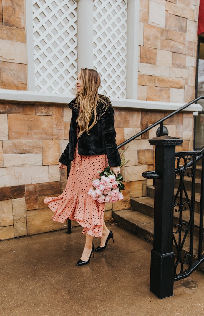 ruffle hem polka dot dress