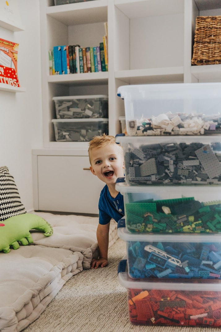 bins of color sorted LEGOs