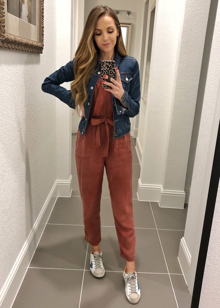 instagram outfits - jumpsuit and denim jacket