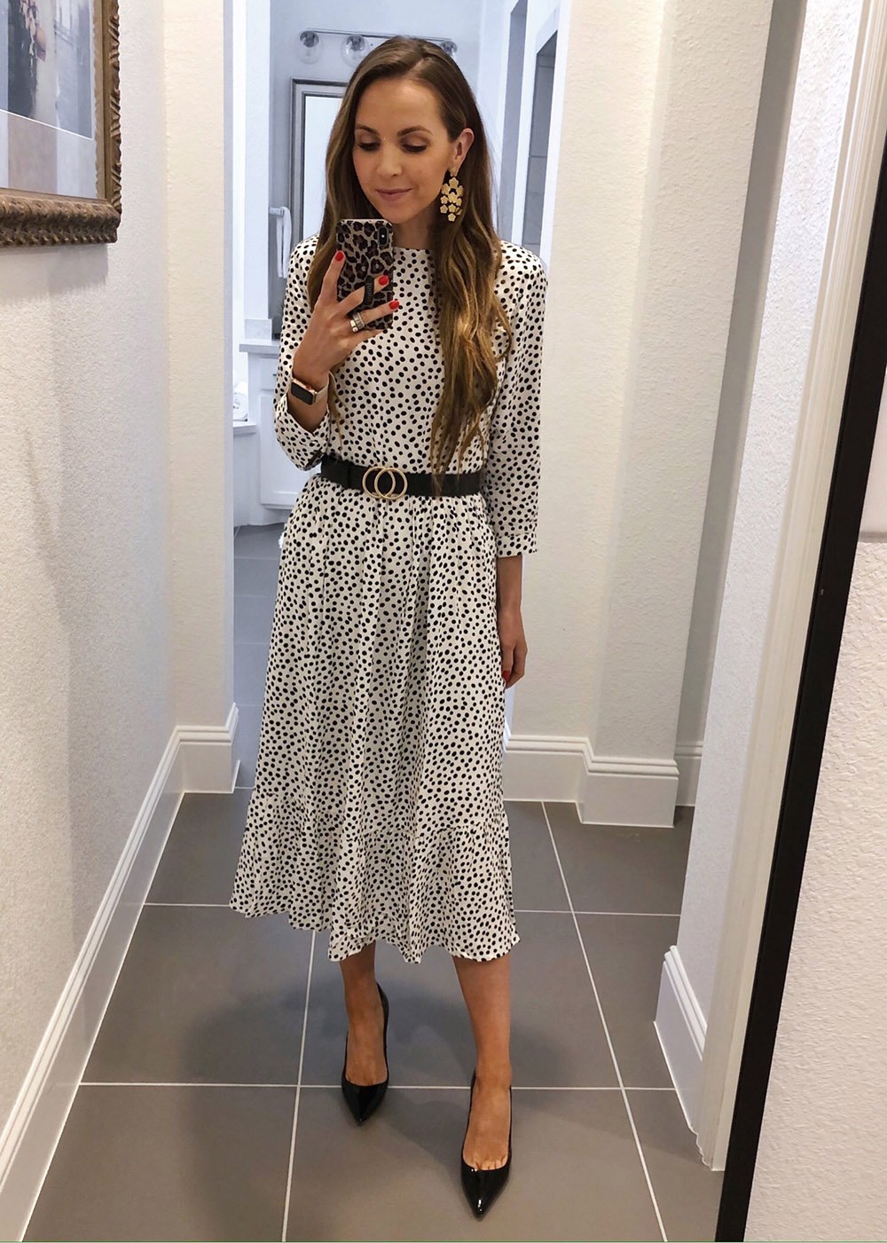 instagram outfits - White polka dot midi skirt what to wear to church