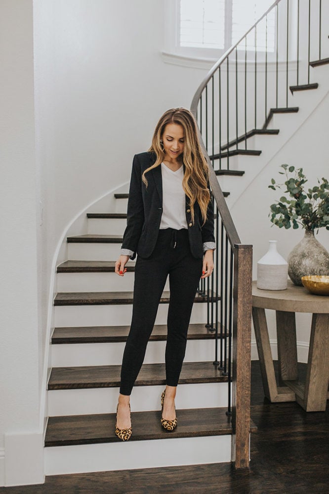dressed up jogger with blazer