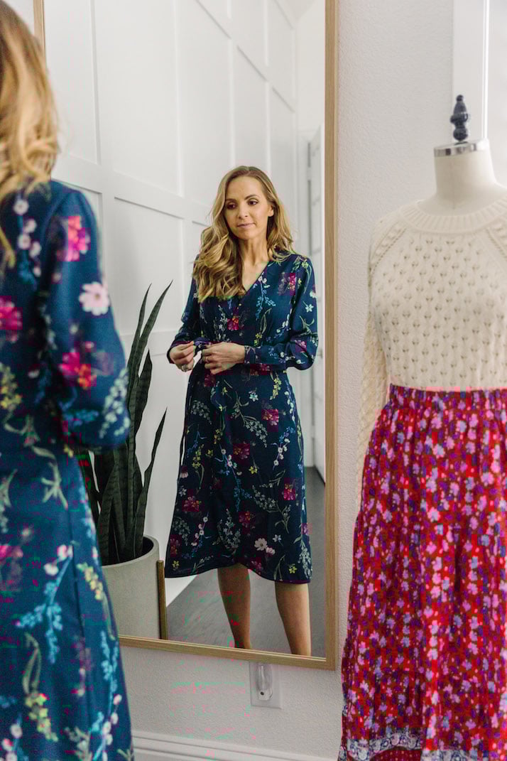 floral dress in the mirror