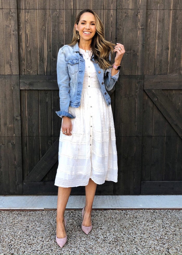 weekend recap - white dress and denim jacket