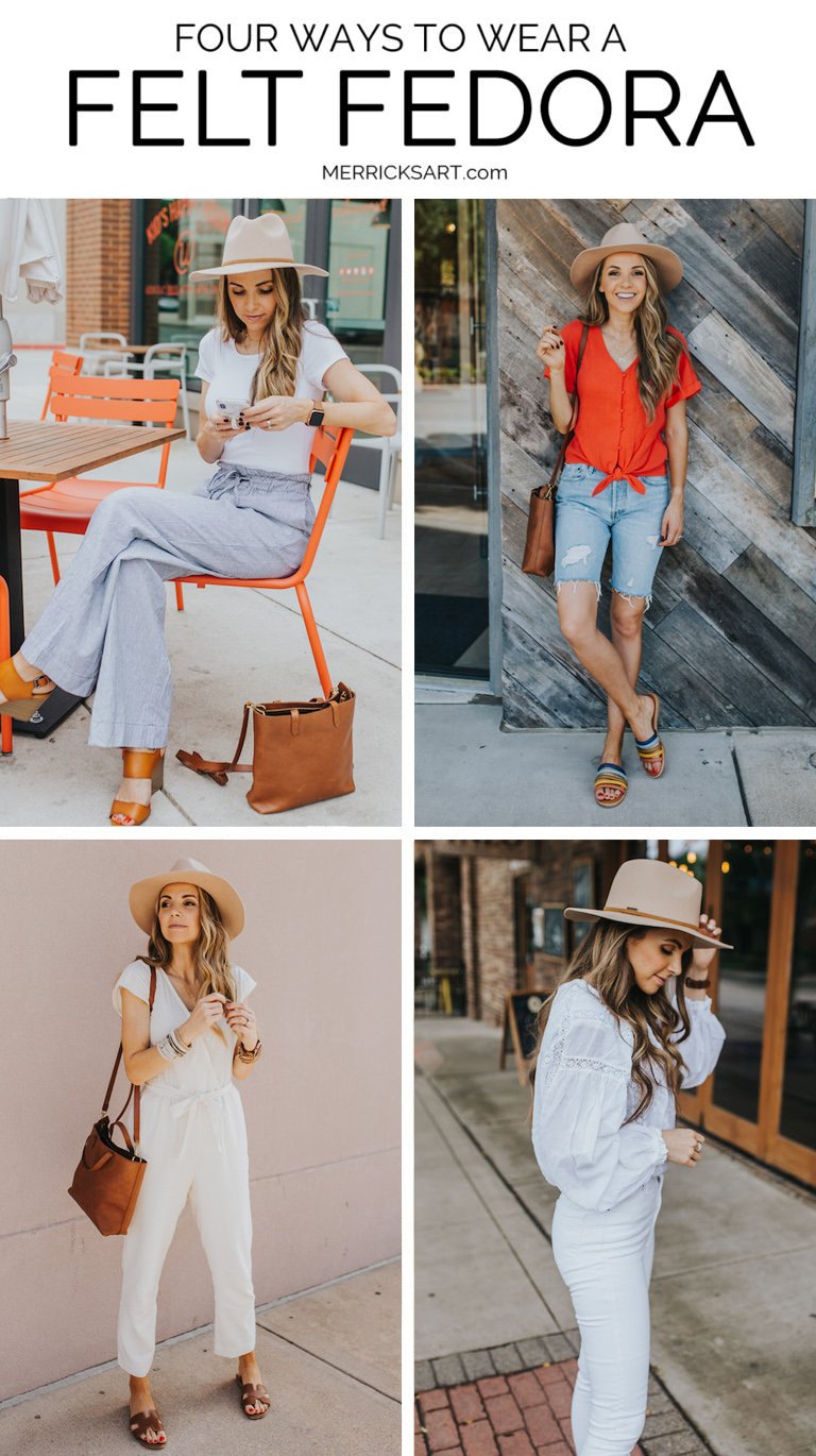collage of hat outfit ideas