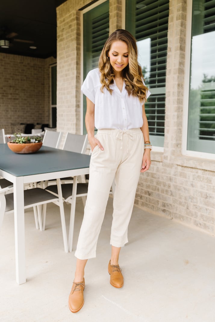 cream linen pants