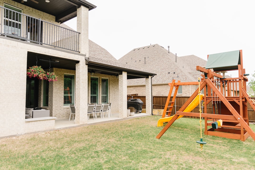 texas backyard with playset